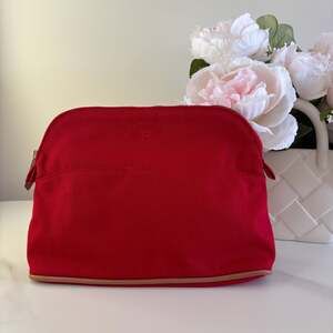 Hermès Bolide Red Canvas Cosmetic Pouch Trousse de Voyage